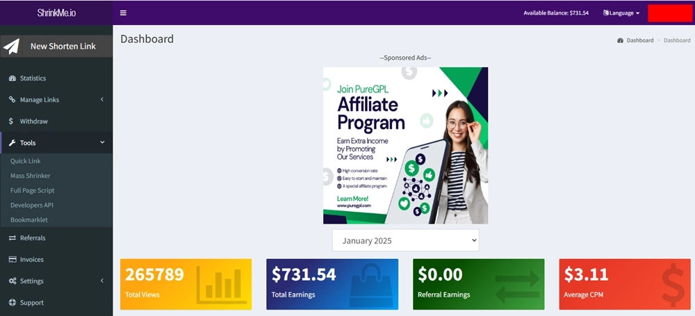 My Latest Earnings Reached $731 from Shrinkme.io – Learn How!